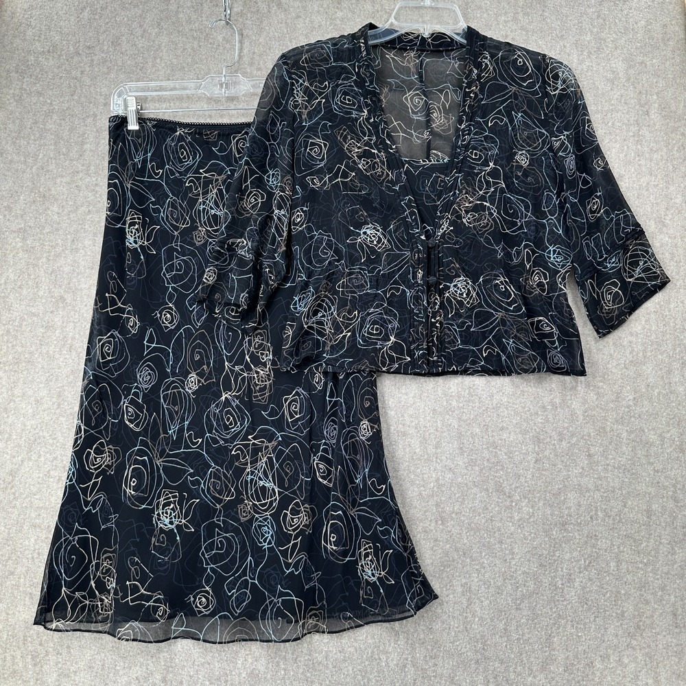 i.e. 100% Silk 3 Piece Dress Set Womens SMALL Art To Wear Career Midi